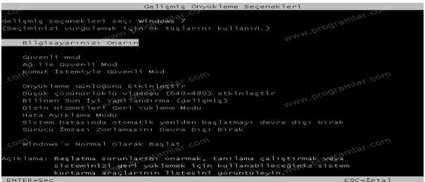 Kullanıcının isteği ile bu iki seçenek den biri kullanılır. Sıkışmış dosyaların açılması Sıkışmış dosyanın üzerine gelinerek mousun sağ tuşu kullanılır. Aşağıdaki görüntüye benzer çıktı alınır.