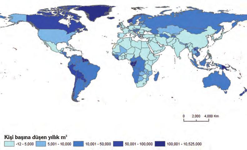 13.forma 183-198:Layout 1 14.7.2015 06:34 Page 187 E t k i n l i k Harita 2: Kiþi baþýna düþen yýllýk kullanýlabilir su miktarý (2013) Kaynak: uns