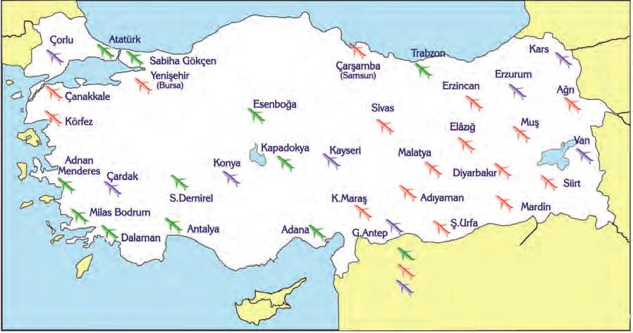 6.forma 71-88:Layout 1 14.7.2015 06:43 Page 74 Hava Yollarý Türkiye; kara, demir ve deniz yolu ulaþýmlarýnda olduðu gibi, hava yolu taþýmacýlýðýnda da önemli potansiyele sahiptir.