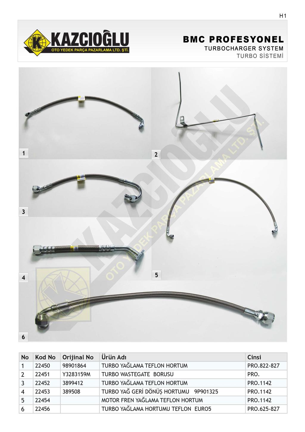 H TURBOCHARGER SYSTEM TURBO SİSTEMİ 6 No Kod No 0 6 6 Orijinal No 989086 Y89M 899 8908 TURBO YAGLAMA TEFLON HORTUM TURBO WASTEGATE BORUSU TURBO YAGLAMA