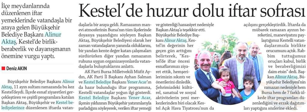 KESTEL DE HUZUR DOLU IFTAR SOFRASI Yayın Adı : Sehir