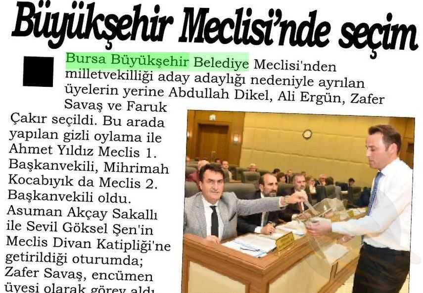 BÜYIIKSEHT MECMNDE SEÇIM Yayın Adı : Mudanya Gazetesi