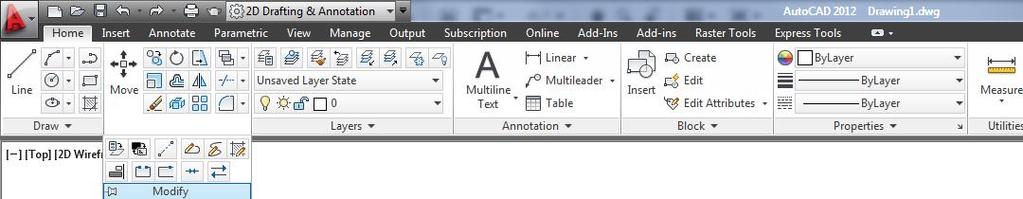 II-DÜZENLE MODIFY PANELİ AutoCAD 2012 de Şeritin sekmesinin Modify paneli. AutoCAD 2012 de Şeritin sekmesinin (genişletilmiş Modify paneli.