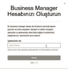 Facebook Busıness Manager edir 65 Hesap Oluştur butonuna tıkladıktan