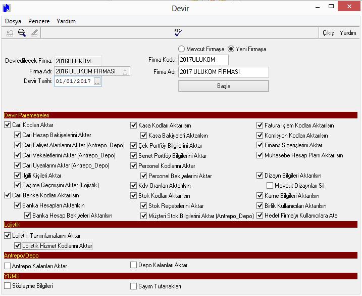 2017 firmasına aktarmak istediğiniz