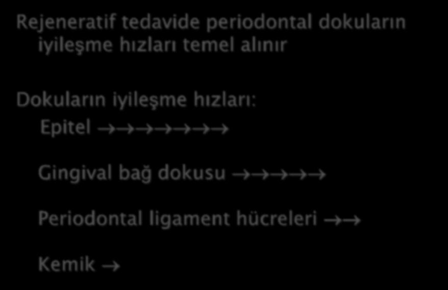 Rejeneratif tedavide periodontal dokuların iyileşme hızları temel alınır