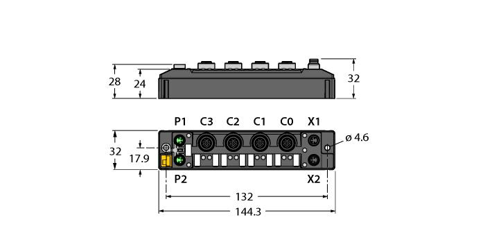 culus onaylı; diğer kablo uzunlukları Function accessories TBEN-S2-4IOL 6814024 Kompakt çok protokollü I/O modülü, 4