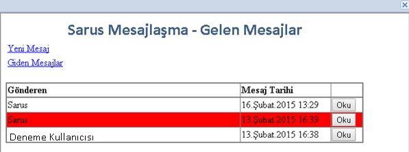 Mesaj Okuma Ekranı, Gönderme ekranı, Yeni mesaj Burada Kullanıcı seçimi Branş seçimi Unvan Seçimi tüm kullanıcılarımıza açıktır.