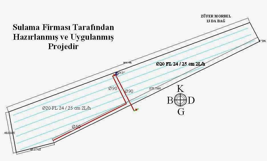 olduğundan damlatıcı debisi (q) 8 L/h olacak şekilde planlama yapılmıştır.