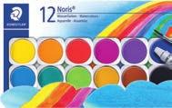 Pastel boyalar, tebeşirler & boyama ürünleri Noris Club 888 Sulu boya 12 farklı renkte, değiştirilebilir boya tabletinden oluşan sulu boya 1 tüp opak beyaz boya ve fırça hediye Ürünün kapağı ayrıca