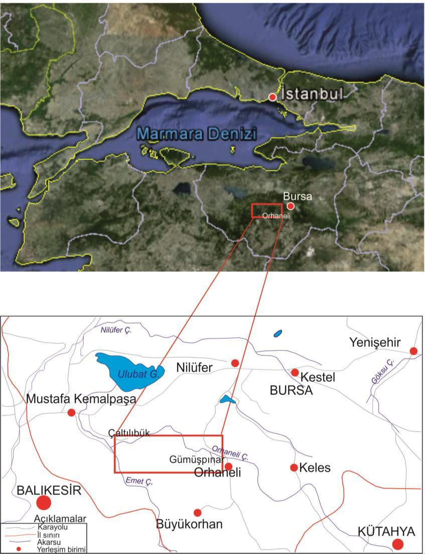 3 Şekil 2.1 : Çalışma alanının yer bulduru haritası.