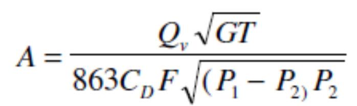 K b:üst basınç düzeltme katsayısı G:Gaz özgül ağırlığı (Mg/Ma) standart basınçve sıcaklıkta (4,7 psia, 60 o F) Qv = Akış scfm, F = Özgül ısılar oranı (Cp/Cv) düzeltme faktörü (,04<F>0.