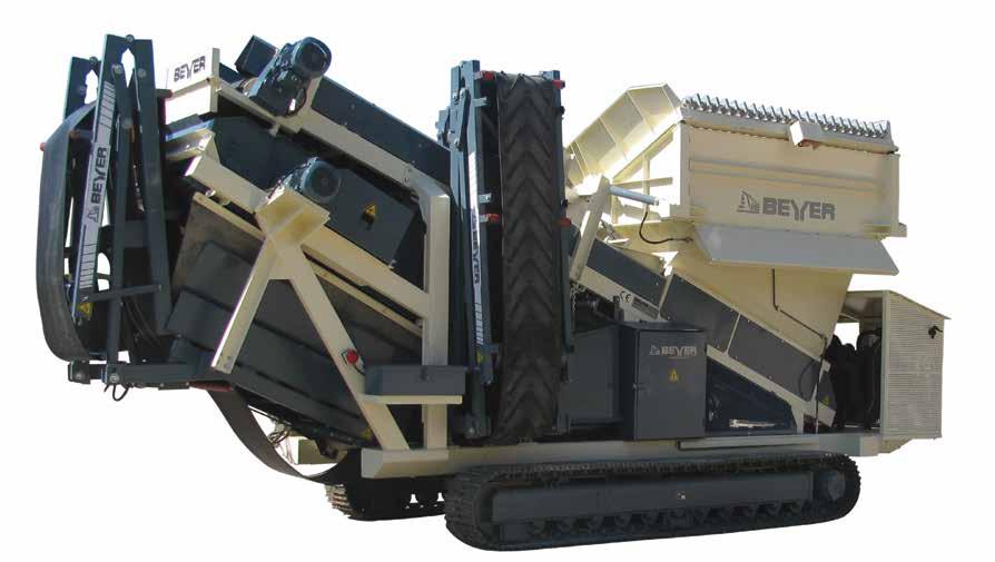 MOBİL ELEME TESİSİ MOBILE SCREENING PLANT BM 2512-T Teknik Özellikler Bunker Hacmi: 4 m³ Uzaktan Kumanda Kontrollü, Hidrolik Devrilir