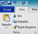 Farklı Kaydet: Mevcut dosyayı farklı bir isimle, farklı bir klasöre veya farklı bir türde kaydetmemizi sağlar. Aç: Kayıtlı herhangi bir Word dosyamızı açmamızı sağlar.