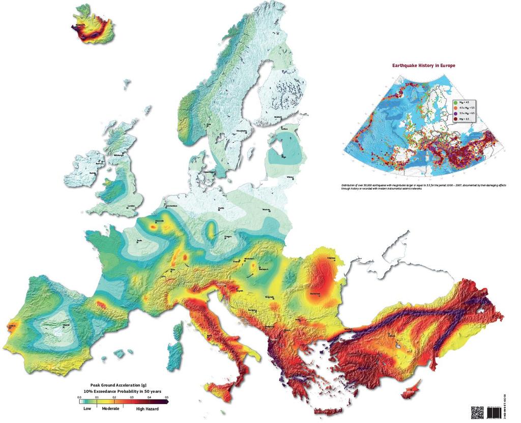Sorun Tespiti Avrupa Sismik Risk Haritası 50 yıl içinde Azami Yer