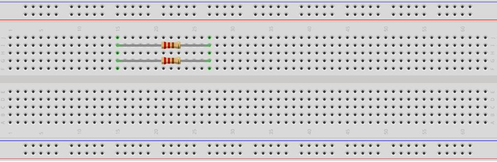 Seri direnç devre breadboard üzerinde kurulumu b. Paralel bağlama: İki veya daha fazla direncin, her iki uçlarının kendi aralarında birleştirilmeleri ile oluşan bağlama şeklidir.