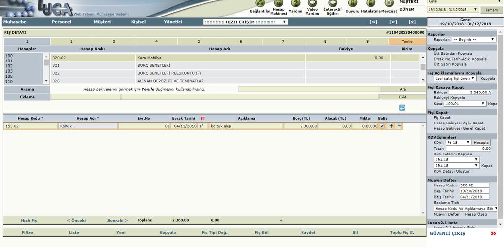 İlk Hesap Kodu olarak 153.02 yazılır. Enter tıklanır. Evr.