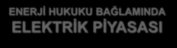 ENERJİ HUKUKU BAĞLAMINDA ELEKTRİK PİYASASI Deniz DAŞTAN