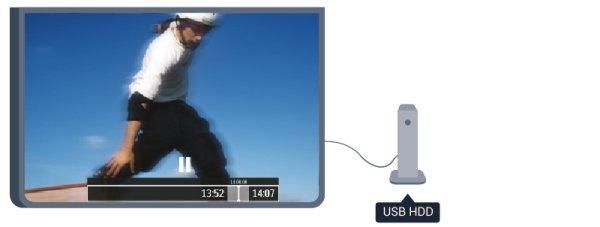 TV'niz yayını USB Sabit Sürücüye kaydederken, TV'yi duraklatıp acil telefon aramalarını yanıtlayabilir veya bir spor müsabakası esnasında ara verebilirsiniz. Daha sonra izlemeye devam edebilirsiniz.
