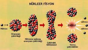 Nükleer fisyon Doğada bulunan veya yapay olarak üretilen uranyum gibi bazı ağır elementler kararsızdırlar. Böyle bir elementin çekirdeğine bir nötron çarptığında çekirdek iki parçaya bölünür.