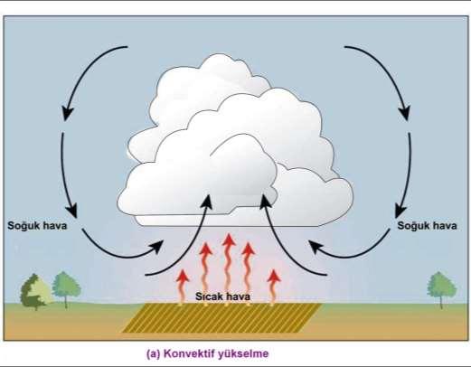 Konvektif Yükselme ve Konvektif Yağışlar Yeteri kadar nem içeren hava parselleri yeterince ısıtılırsa, önce bu parsellerin kararsızlığı artar ve sonra konvektif bulutları ve yağışları üretmek için