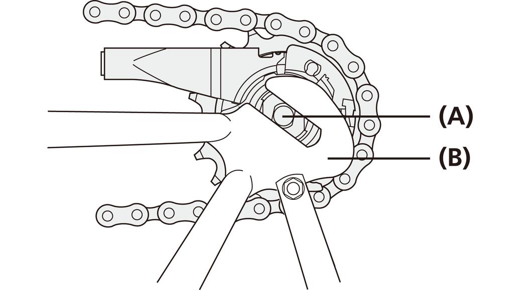 MONTAJ Haznenin kadroya montajı 1. Zinciri dişliye monte edin ve ardından hazne milini maşa ucuna oturtun.