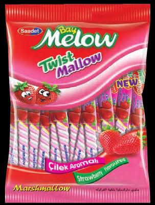Bay Melow Uzun Çilek Aromalı Marshmallow Long Strawberry Flavoured Marshmallow Ürün kodu/ Product code: 629 (18g) 573-N (20g) Brüt