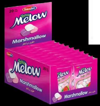 MARSHMALLOW Bay Melow Çilek Aromalı Marshmallow Strawberry Flavoured Marshmallow Ürün kodu/ Product code: 631-C (90g) Paketleme / Packaging: 20