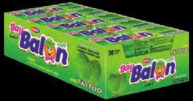 SAKIZ CHEWING GUM Bay Balon Soft Tattoo Elma Aromalı Şekerli Sakız Apple Flavoured Sugared Gum Ürün kodu/ Product code: 106 (25 g) 099-D (20 g) Paketleme / Packaging: 20 x 24 Brüt ağırlık/ Gross