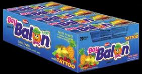 container: 3872 050-F (20 g) Bay Balon Soft Tattoo Paketleme / Packaging: 20 x 24 Tutti Frutti Aromalı Şekerli Sakız Brüt ağırlık/ Gross weight (g): 13620 / 11220 Tutti Frutti Flavoured Koli ölçüsü/