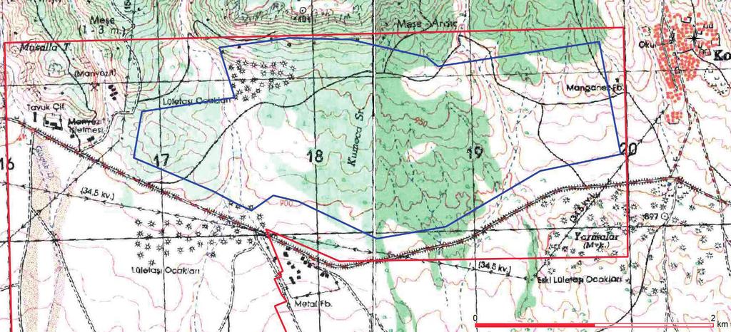TMMOB Jeoloji Mühendisleri Odası Eski şehiṙ Alpu Termi k Santral Çalışma Grubu Şekil 23. Topoğrafik Harita üzerinde Kül Depolama Alanı (Ölçek 1/20.