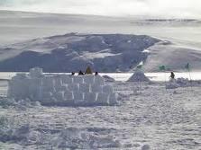 Kar duvarı-tur kayağı ile barınak yapma Kayaklar tavanı kapayacak kar