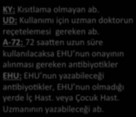 A 72: 72 saaoen uzun süre kullanılacaksa EHU nun onayının alınması gereken