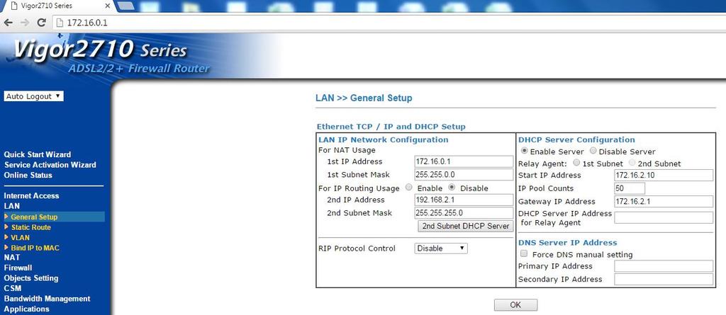 3.1. Örnek ADSL Modem ayarları Öncelikle ADSL modemin iç IP adresi (LAN), SINEMA Server