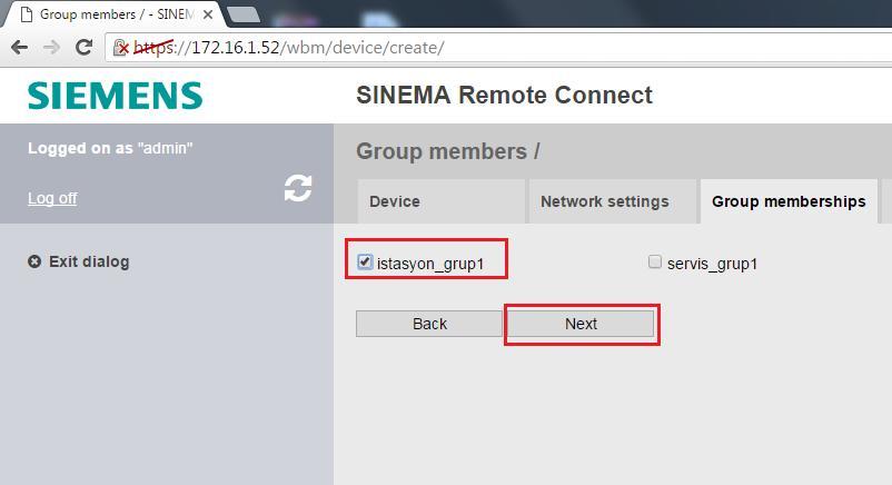 4. SINEMA RC Server Web Server ayarları SCALANCE S615 Cihazının eklenmesi