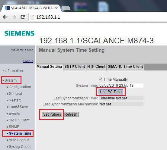 6. SCALANCE M874-3 GSM/GPRS/3G üzerinden uzaktan erişim Modem ayarları Modeme yüklenecek sertifikanın güncel ve geçerli
