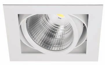 JOY Ankastre aygıtlar / Recessed luminaires Metal dış çerçeve Alüminyum profil gövde ve soğutucu Dikey eksende 30 ve yatay eksende 350 yönlendirilebilir Şeffaf veya buzlu pleksiglas 18-30 - 48 ışık