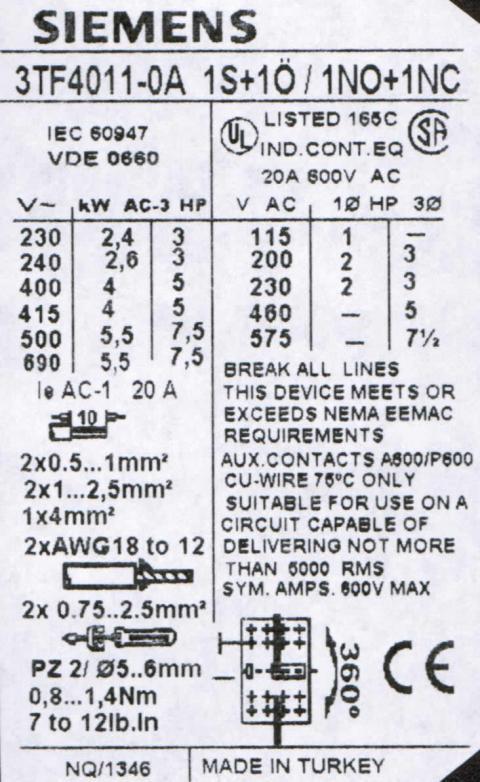 Üreticiler kontaktörlerin kullanım değerlerini motorlar için doğrudan motor gerilimine, gücüne ve AC3, AC4 sınıflarına göre verirler.