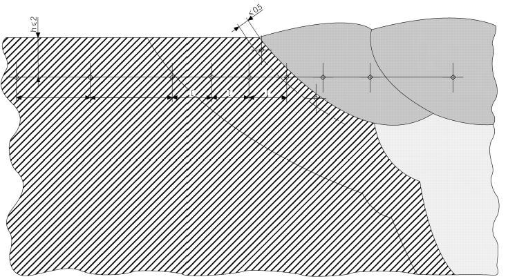 testinde kullanılacak tavsiye edilen hat arası mesafeler, l Hatlar arası mesafe l Vickers Sertlik Sembolü (mm) HV 10