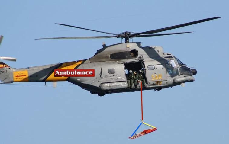 Problem 7 Acil bir hasta bir ambulans helikopterle hastahaneye taşınmaktadır. Hastanın bulunduğu sedye bir ip sistemi ile helikoptere bağlıdır.