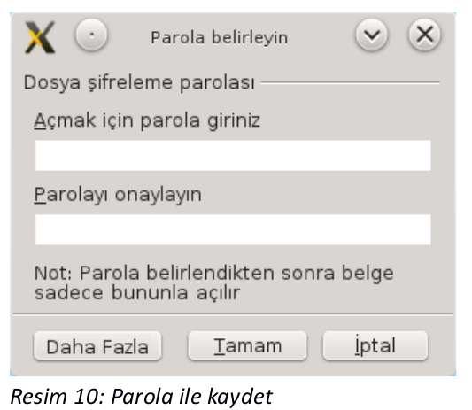 Parola ile Kaydetmek Belgenizin içeriğinin farklı kullanıcılarca görüntülenmesini istemiyorsanız Dosya menüsünden Parola ile kaydet