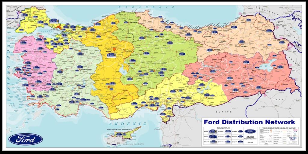 Geniş Dağıtım Ağı Ford Otosan Türkiye nin tamamına yayılmış müşteri odaklı ve yenilikçi satış ve satış sonrası