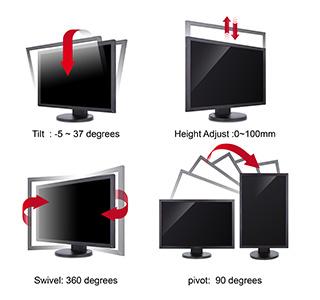 Böylece tek bir Oturduğunuz sandaye ve masanın yüksekliğine ekranda birden fazla döküman, web sayfası, göre VG serisi monitörünüzü 100mm aşağı veya tasarım dosyası gibi farklı içerikler açabilirsiniz.