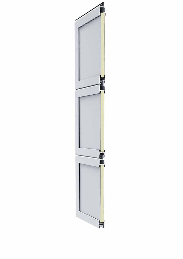 ALR F42 Montaj mekanında kaplanması için alüminyum kapılar ALR F42 PU sandviç dolgulu çerçeve profiller cephe kaplaması için kapının temelini oluşturmaktadır.