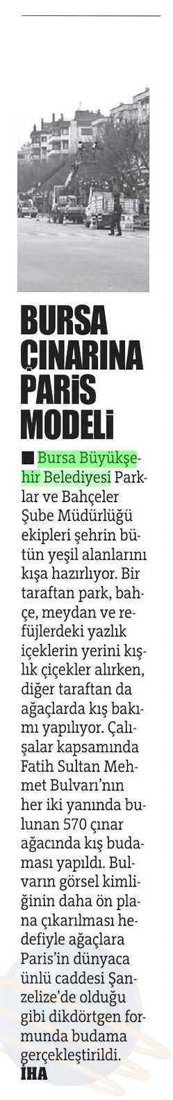 BURSA ÇINARINA PARIS MODELI Yayın Adı : Türkiye