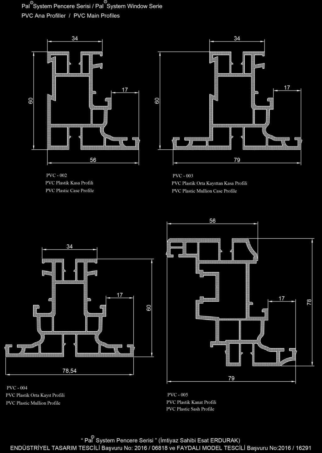 Pal System PENCERE SERİSİ / Pal System WINDOW SERIE PVC ANA PROFİLLER / PVC MAIN PROFILES PAL System Pencere Serisi