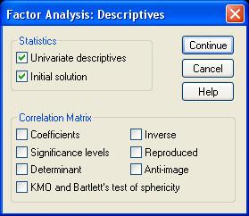 Descriptives bölümü tıklanarak maddelere ilişkin betimsel istatistiklerin
