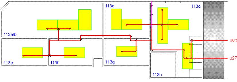 Şekil 2.5 ELBE laboratuar binasının şematik planı (http://www.fzd.de) 113a/b olarak gösterilen oda yarıiletken spektroskopi laboratuarıdır.