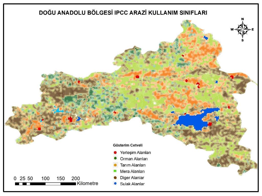 Şekil 3.2: Doğu Anadolu Bölgesi IPCC arazi kullanım sınıfları.