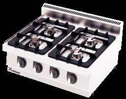 Equipped with safety valves. Equipped with pilot and thermocouple. Each burner has own controller. Easy cleaning, durable and hygienic. ART. NR.